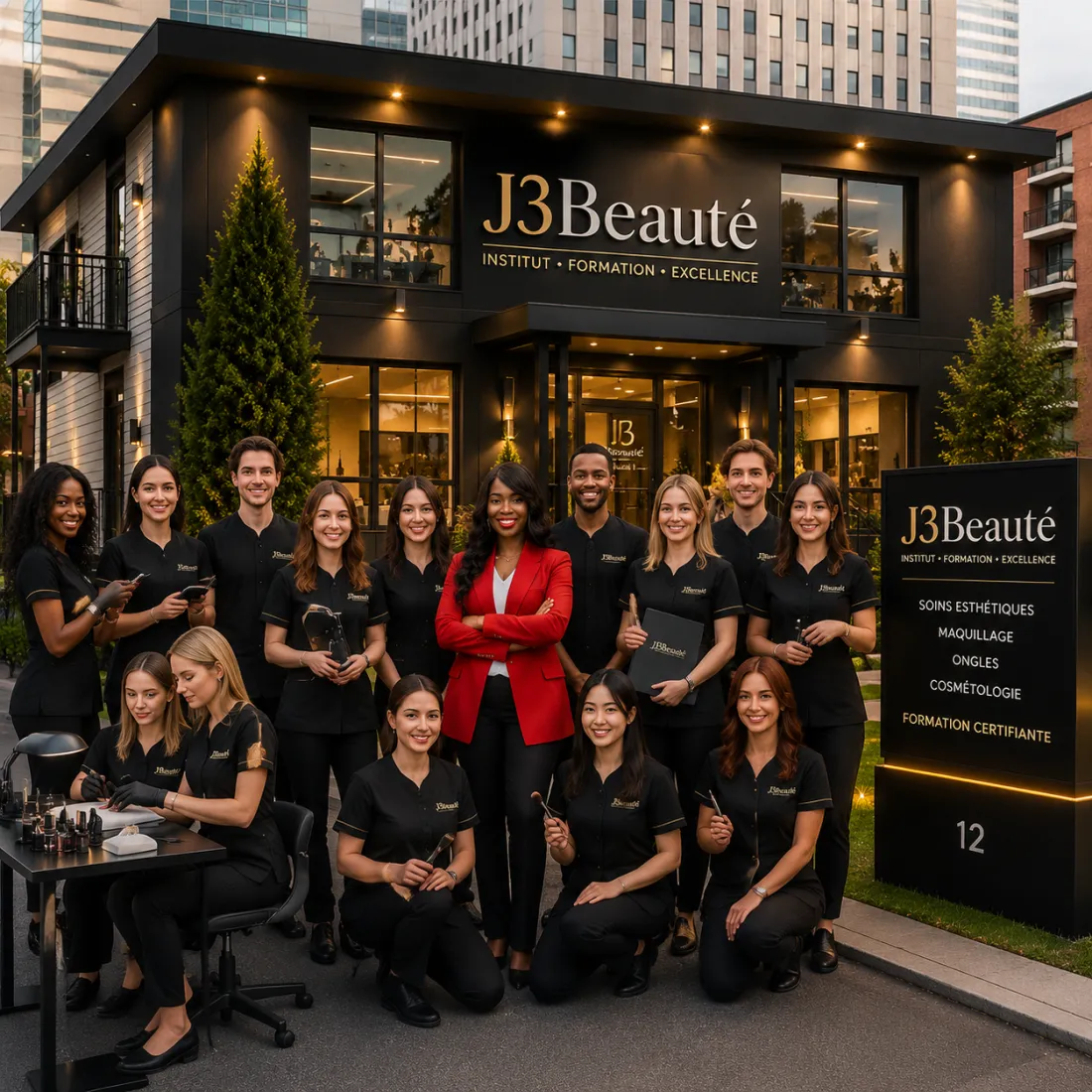L'équipe de J3 Beauté devant l'institut, Gatineau