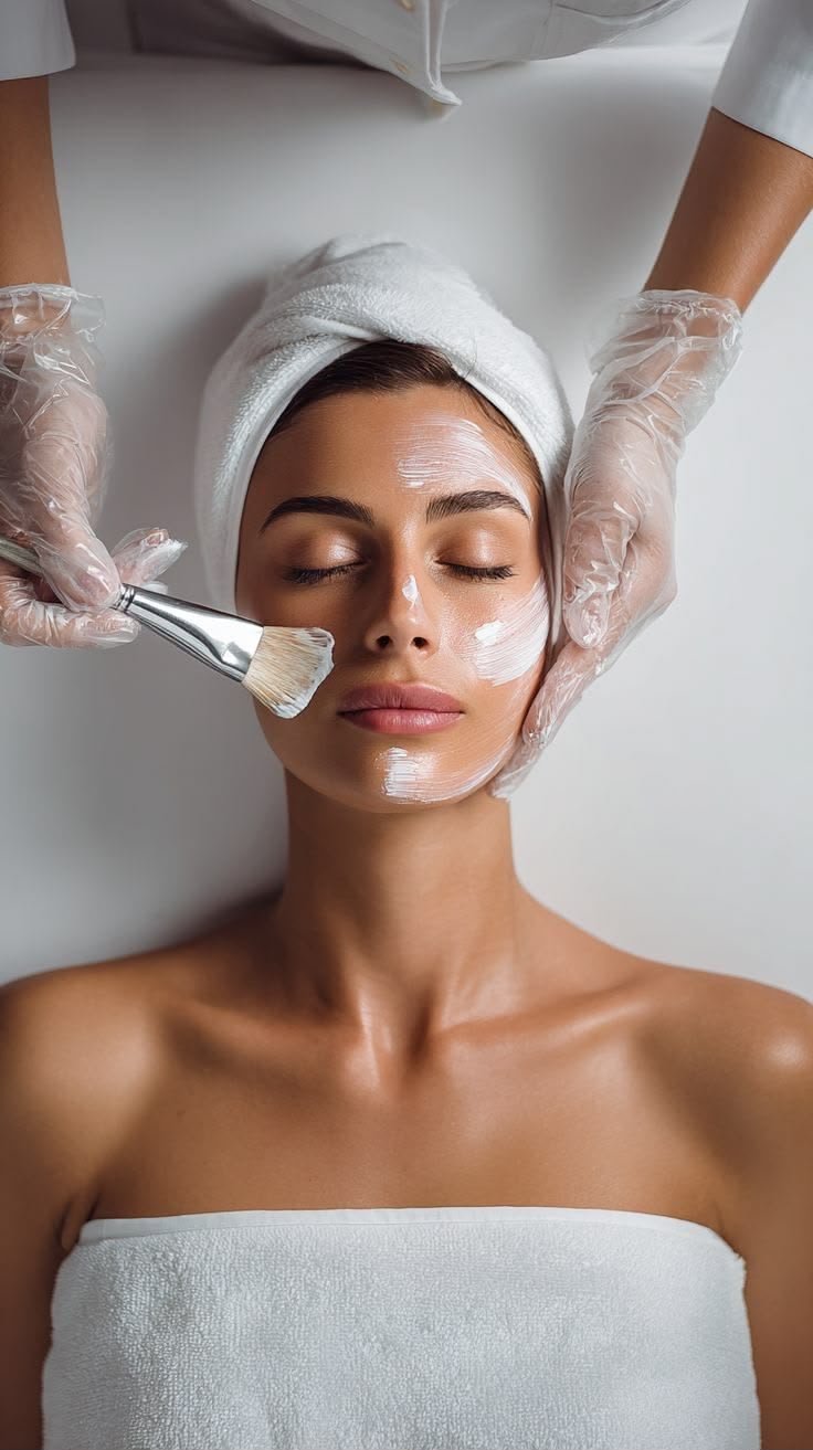 Application d'un masque éclat au pinceau