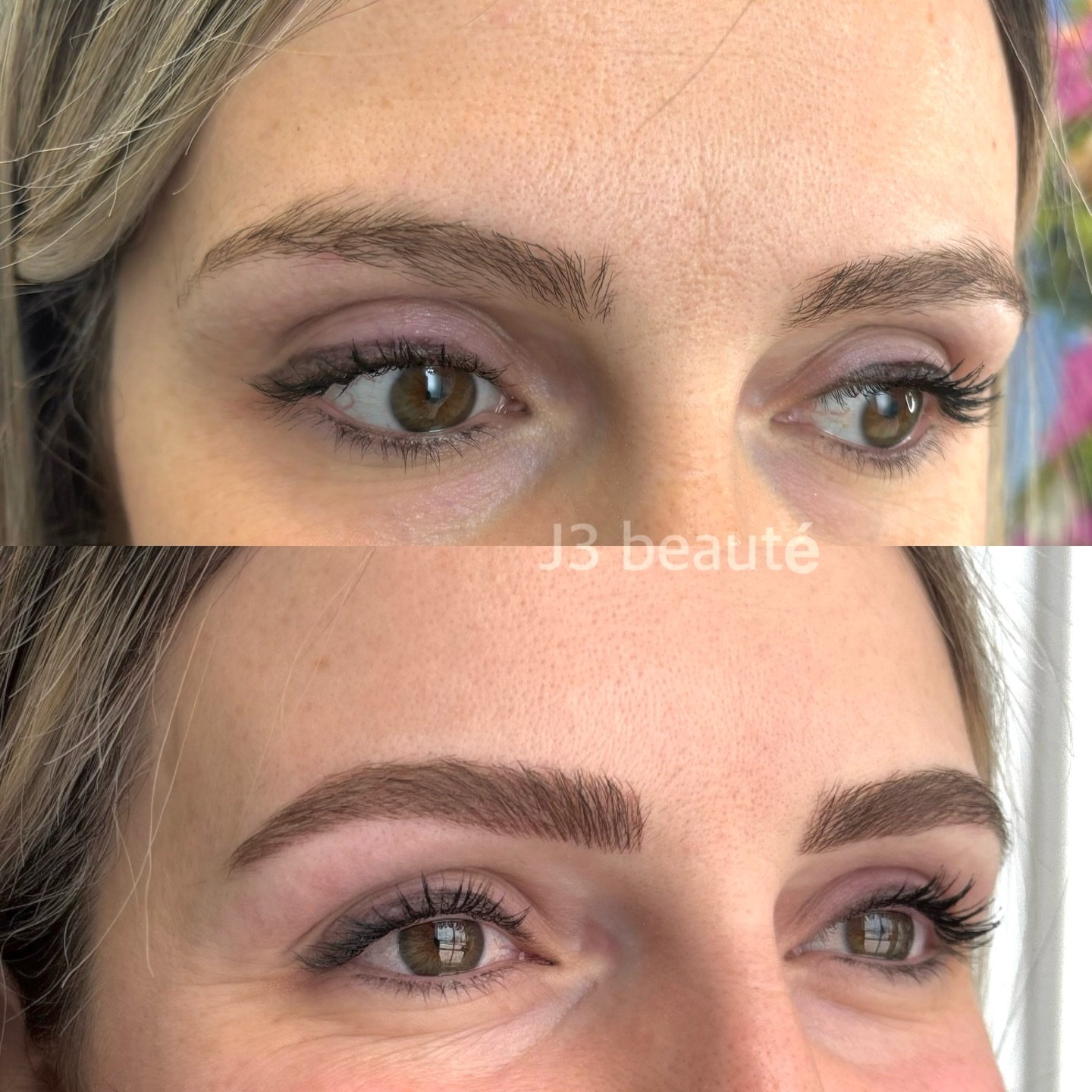 Avant / après maquillage permanent des sourcils chez J3 Beauté